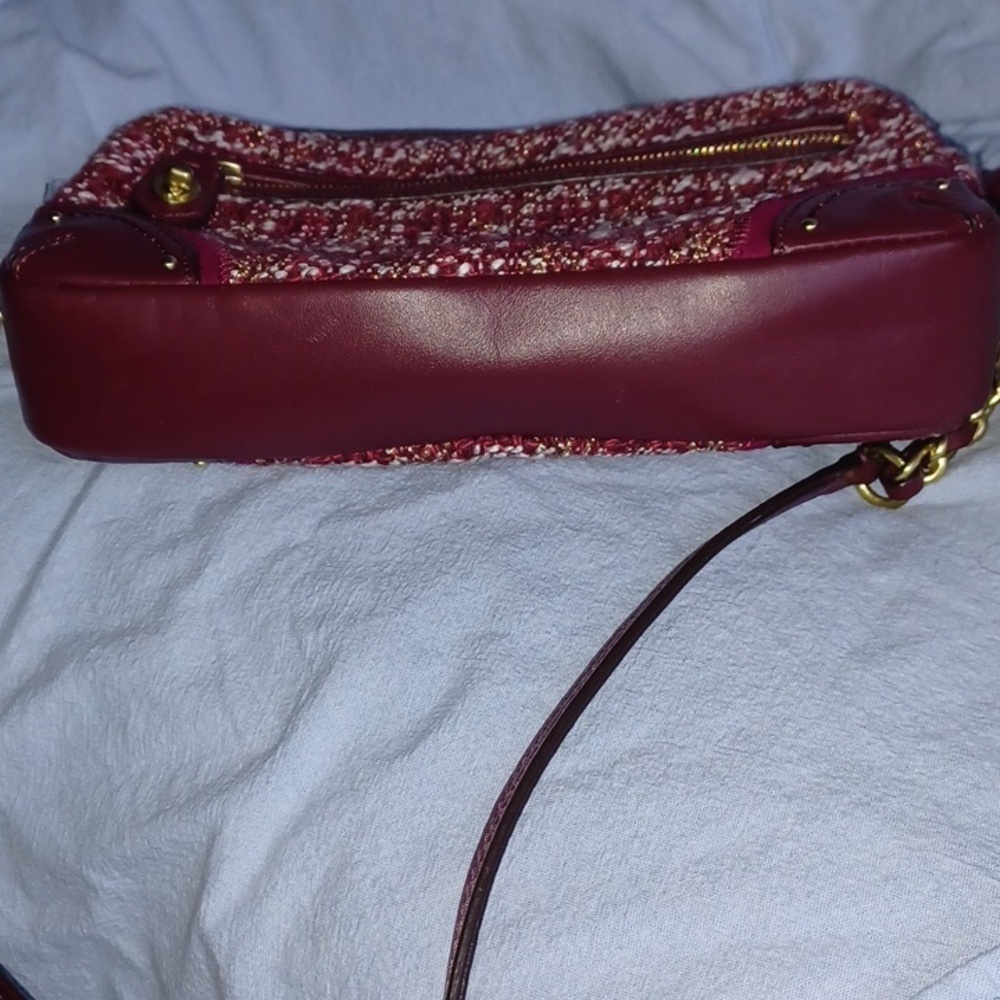 Coach Chelsea Tweed Burgundy and Gold accents shoulder bag - Picture 8 of 9